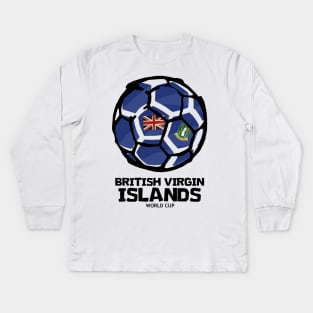 British Virgin Islands Football Country Flag Kids Long Sleeve T-Shirt